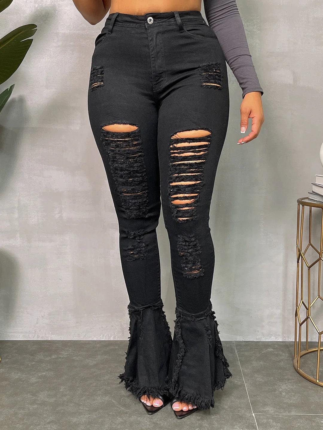 Distressed Black Out Jeans