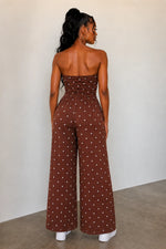 Load image into Gallery viewer, Renee’ Chocolate Polka Dot Tube Jumpsuit
