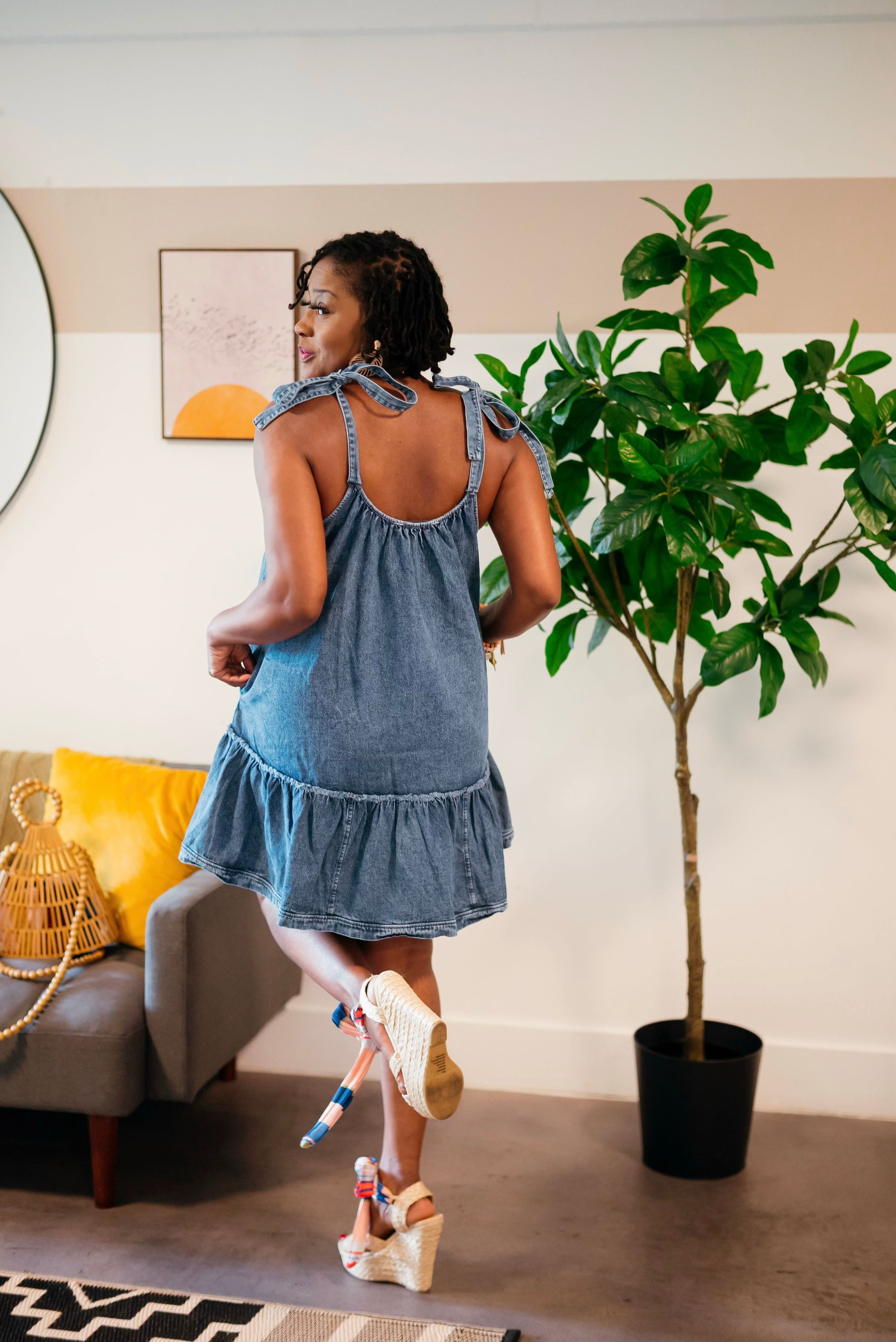 Chambray Babydoll Dress