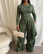 Load image into Gallery viewer, RUFFLE DRAWSTRING JOGGER PANTS
