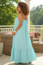 Load image into Gallery viewer, Aqua Flowy Maxi Dress
