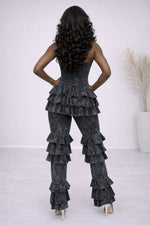 Load image into Gallery viewer, Ruffled Layered Denim Washed Jumpsuit
