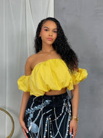 Load image into Gallery viewer, WOVEN OFF SHOULDER CROP TOP
