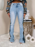 Load image into Gallery viewer, Tapestry Side Detail Denim Jeans
