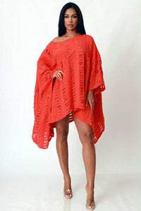 Asymmetrical Power Distressed Top Color Orange
