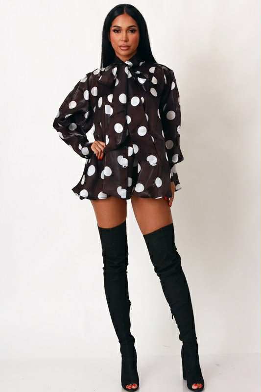 Latice Polka Dot Bow Top