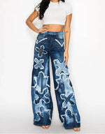 Load image into Gallery viewer, Cross Patch Wide Leg Jeans

