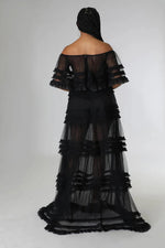 Load image into Gallery viewer, Mesh Trim Lace Off The Shoulder Dress
