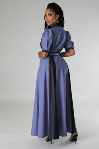 DENIM COLLAR CROWN SHOULDER DRESS