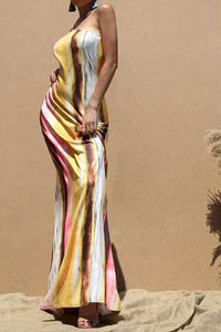 Stripe Mix One Shoulder Dress