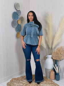 DENIM PEPLUM TOP