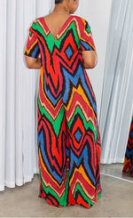 Load image into Gallery viewer, MULTI PRINT V-NECK JUMPSUIT
