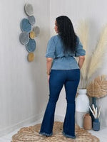 Load image into Gallery viewer, DENIM PEPLUM TOP
