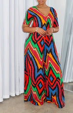 Load image into Gallery viewer, MULTI PRINT V-NECK JUMPSUIT
