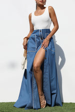 Load image into Gallery viewer, Tank Top Denim Maxi Dresses
