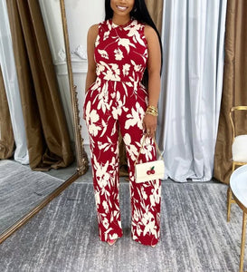 Printed Wrinkle Textured Crop Top & Pants Set