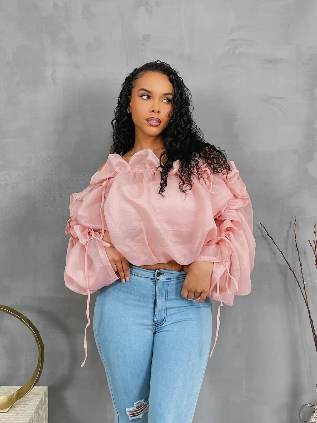 Ruffled Off shoulder Crop Top