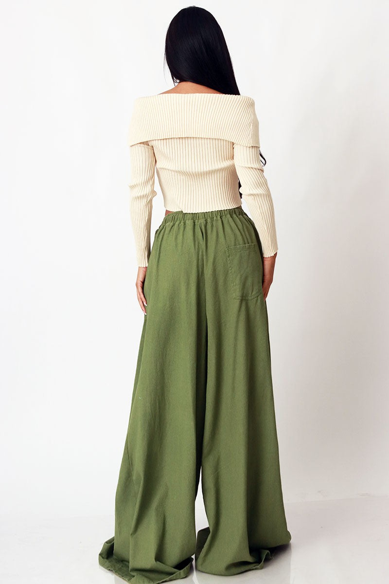 Olive Palazzo Jeans O/S