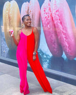 Load image into Gallery viewer, Multi V Neck Woven Jumpsuit Side Pocket
