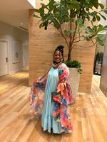 Load image into Gallery viewer, Aqua Flowy Maxi Dress
