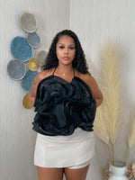 Load image into Gallery viewer, White Organza Flower Ruffle Blouse
