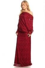 Load image into Gallery viewer, Wine Lace Maxi Dress

