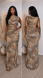 Load image into Gallery viewer, Leopard Ruching Dress
