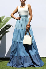 Load image into Gallery viewer, Denim Color Block Tank Maxi

