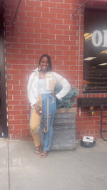 Load image into Gallery viewer, Colorblock Suspender Skinny Jeans
