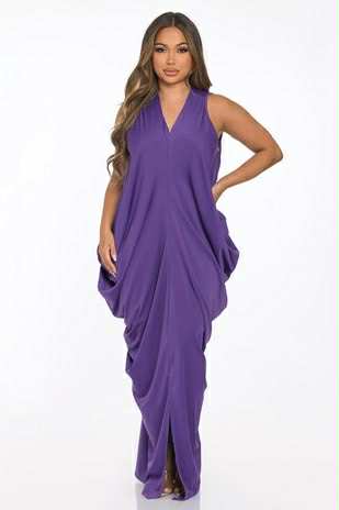 Unique Drape Detail Sleeveless Maxi Dress