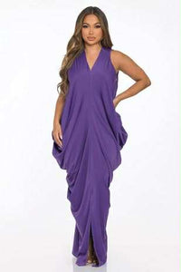 Unique Drape Detail Sleeveless Maxi Dress