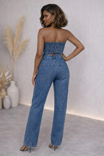 Load image into Gallery viewer, Denim Cross Tube Top
