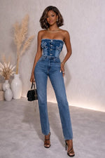 Load image into Gallery viewer, Denim Cross Tube Top
