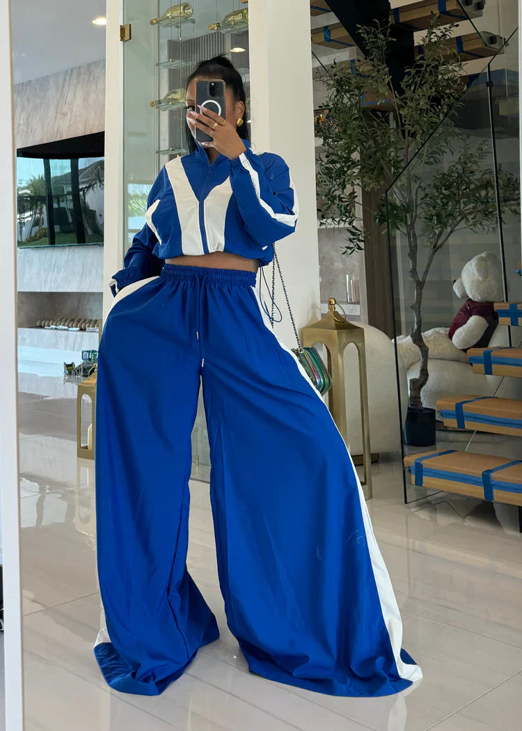 Wide Leg Side Stripe Pants