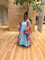 Load image into Gallery viewer, Aqua Flowy Maxi Dress
