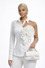 Load image into Gallery viewer, Ruffled Cutout Popplin Blouse
