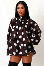 Load image into Gallery viewer, Latice Polka Dot Bow Top
