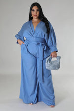 Load image into Gallery viewer, V NECK LOOSE JUMPSUIT W/BELT
