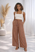Load image into Gallery viewer, Striped Pompons Drawstring Pants
