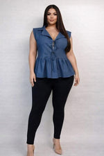Load image into Gallery viewer, Sassy Denim Peplum
