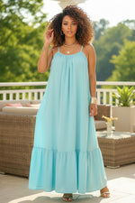 Load image into Gallery viewer, Aqua Flowy Maxi Dress
