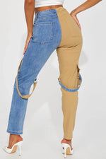 Load image into Gallery viewer, Colorblock Suspender Skinny Jeans
