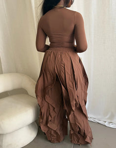 RUFFLE DRAWSTRING JOGGER PANTS