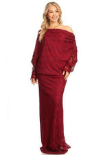 Load image into Gallery viewer, Wine Lace Maxi Dress
