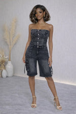 Load image into Gallery viewer, Denim Cross Tube Top
