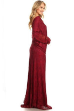 Load image into Gallery viewer, Wine Lace Maxi Dress
