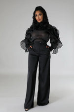 Load image into Gallery viewer, Black Chiffon Rose Neck Set
