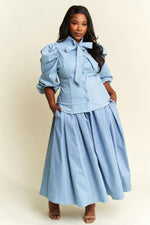 Load image into Gallery viewer, Denim Bow Set
