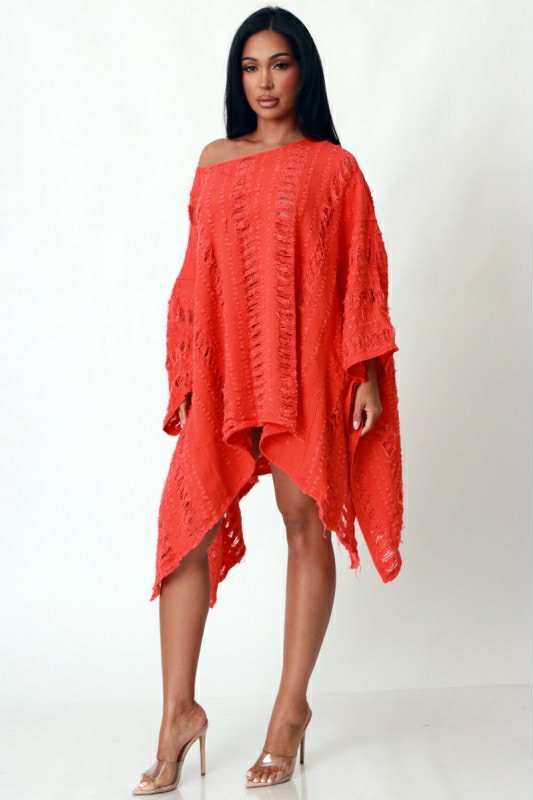 Asymmetrical Power Distressed Top Color Orange