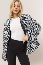Load image into Gallery viewer, Zebra Print Faux Fur Jacket
